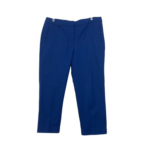 Adrianna Papell Womens Royal Blue Cropped Dress Pants Size 12 Cotton Blend - Picture 1 of 10